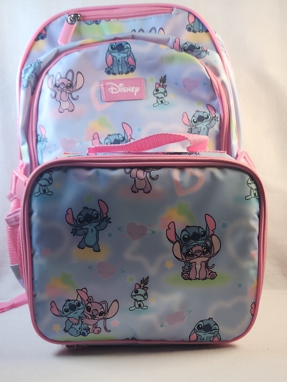 Disney Stitch Girls Pink Backpack and Lunch Bag Set